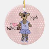 Ballerina Bear (lila Kleid) Keramik Keramik Ornament (Hinten)