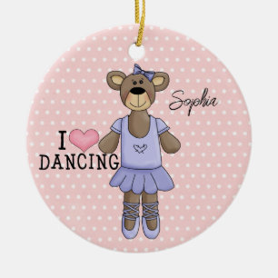 Ballerina Bear (lila Kleid) Keramik Ornament