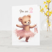 Ballerina Bear zum 2. Geburtstag Karte (Gelbe Blume)