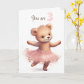 Ballerina Bear zum 3. Geburtstag Karte (Gelbe Blume)