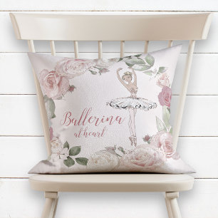 Ballerina bei Herzklopfen Blush Pink Glitzer Flora Kissen