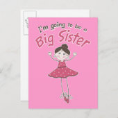 Ballerina Big Sister zu sein Ankündigungspostkarte (Vorne/Hinten)