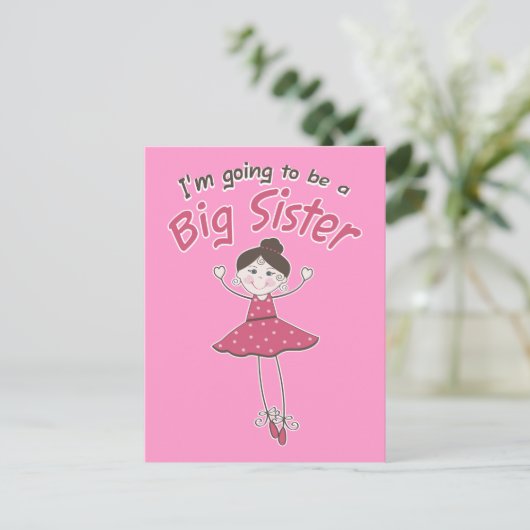 Ballerina Big Sister zu sein Ankündigungspostkarte (Stehend Vorderseite)