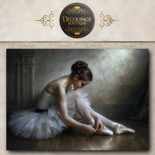 Ballerina bindet Spitzenschuhe Seidenpapier