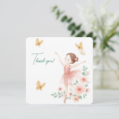 Ballerina Birthday Dankeschön Karte - Rosa Ballett (Stehend Vorderseite)