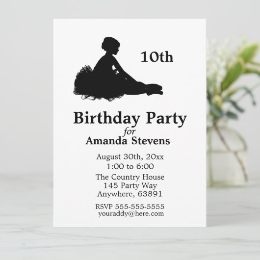 Ballerina Birthday Einladung (Stehend Vorderseite)