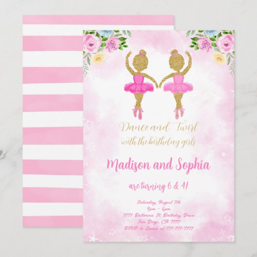 Ballerina Birthday Einladung (Vorne/Hinten)