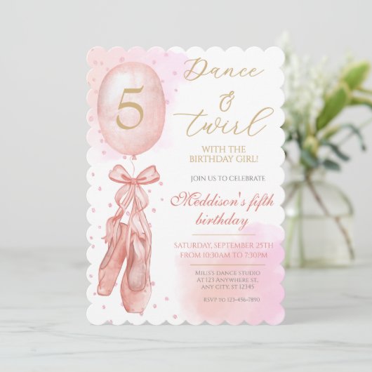 Ballerina Birthday Einladung (Stehend Vorderseite)