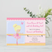 Ballerina Birthday Einladung Blonde 12x18 Card (Stehend Vorderseite)