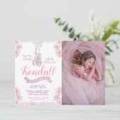 Ballerina Birthday Einladung mit Foto (Stehend Vorderseite)