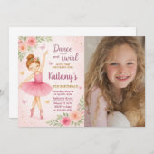 Ballerina Birthday Einladung mit Foto (Vorne/Hinten)