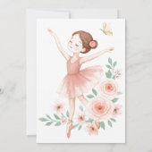 Ballerina Birthday Einladung - Rosa Ballett Party (Rückseite)