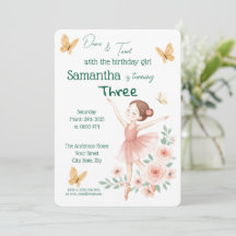 Ballerina Birthday Einladung - Rosa Ballett Party