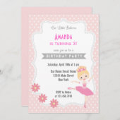 Ballerina Birthday Einladung Sweet Pink (Vorne/Hinten)