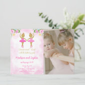 Ballerina Birthday Foto Einladung (Stehend Vorderseite)
