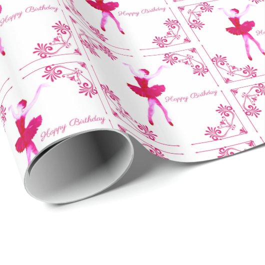 Ballerina Birthday Geschenkpapier (Rolleneckpunkt)