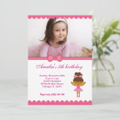 Ballerina Birthday Girl Einladung (Stehend Vorderseite)