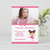Ballerina Birthday Girl Einladung (Stehend Vorderseite)