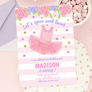 Ballerina Birthday Invitation / Tutu Invitation Einladung