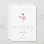 Ballerina Birthday Party Girl Pink Elegante Dankeskarte (Vorderseite)