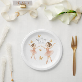 Ballerina Birthday Party Paper Plate - Rosa Party Pappteller