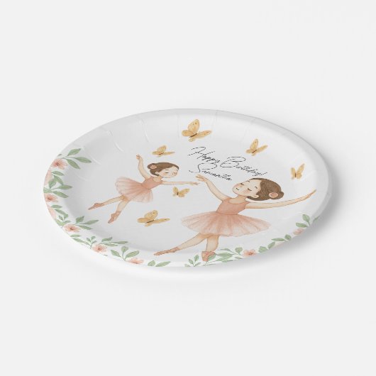 Ballerina Birthday Party Paper Plate - Rosa Party Pappteller (Schrägansicht)
