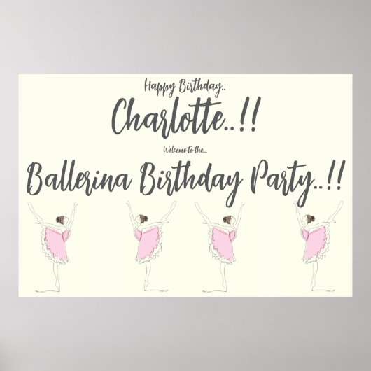 Ballerina Birthday Party Poster (Vorne)
