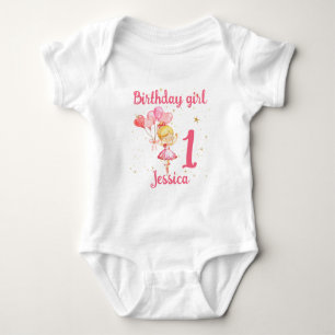 Ballerina Birthday pink Baby Strampler