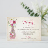 Ballerina Birthday Pink Einladung (Stehend Vorderseite)