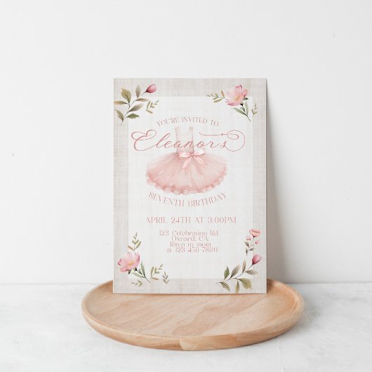 Ballerina Birthday, Tutu, Rosa Tutu, Mädchen Gebur Einladung