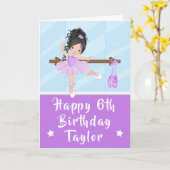 Ballerina Black Hair Girl Lila Happy Birthday Ca Karte (Gelbe Blume)