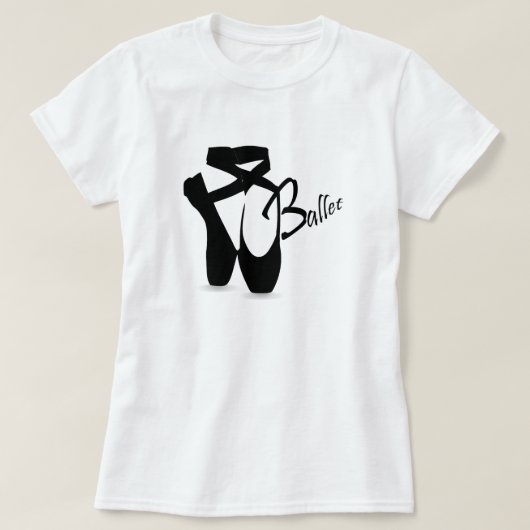 Ballerina Black Pointe Shoes Basic T T-Shirt (Design vorne)