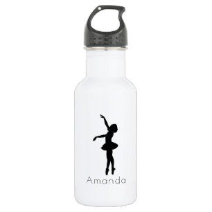Ballerina Black Silhouette Personalisiert Edelstahlflasche