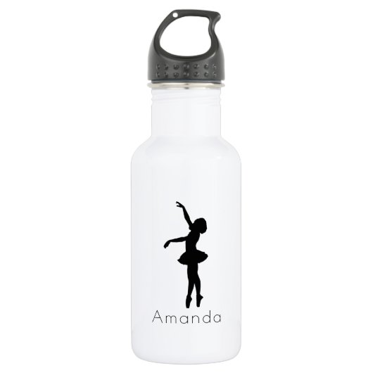 Ballerina Black Silhouette Personalisiert Edelstahlflasche (Vorderseite)