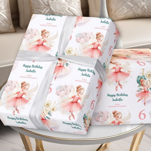 Ballerina Blond Girl Birthday Pink Individuelle Na Geschenkpapier