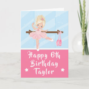 Ballerina Blonde Hair Girl Pink Happy Birthday Car Karte