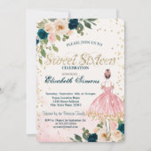 Ballerina Blume Diamonds Rose Gold Sweet 16 Einladung (Vorderseite)