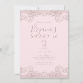 Ballerina Blush Pink Glitzer Lace Sweet 16 Party Einladung (Vorderseite)