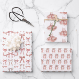 Ballerina Blush Pink Tutu Tanzschuhe Girly Geschenkpapier Set