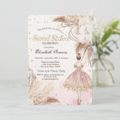 Ballerina Boho Blume Rose Gold Sweet 16 Einladung (Stehend Vorderseite)