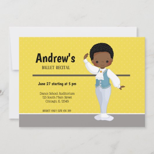 Ballerina boy - wählen Sie die Hintergrundfarbe Einladung (Vorderseite)