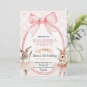 Ballerina Bunny Birthday Invitation Einladung (Stehend Vorderseite)