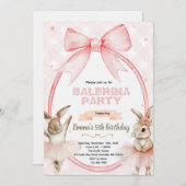 Ballerina Bunny Birthday Invitation Einladung (Vorne/Hinten)