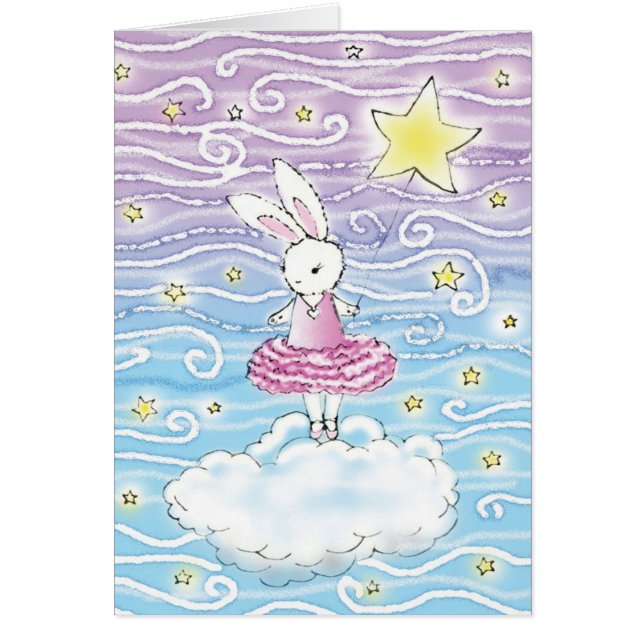 Ballerina Bunny Fantasy Kunst - Leere Karte (Vorne)
