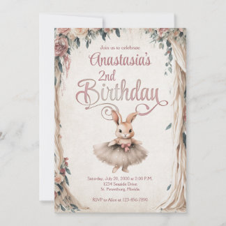 Ballerina Bunny Girl Geburtstag Einladung