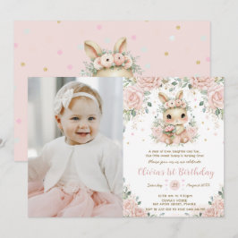 Ballerina Bunny Rabbit 1. 2. 3. Geburtstag Foto Einladung