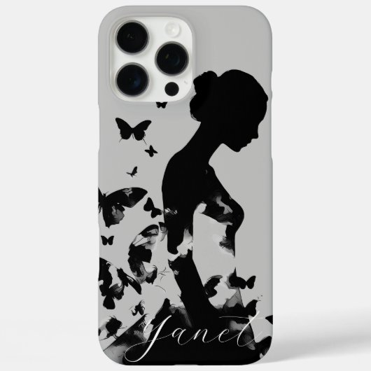 Ballerina Butterflies Schwarze Silhouette Moderner Case-Mate iPhone Hülle (Rückseite)