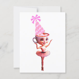 Ballerina Cappuccina in Birthday Party Hat Postkarte