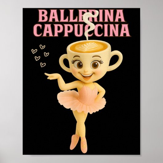 Ballerina Cappuccina Italienisch Brainrot Meme Kid Poster (Vorne)