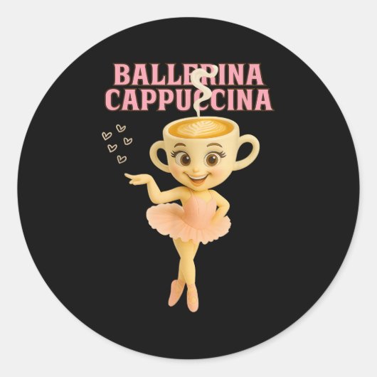 Ballerina Cappuccina Italienisch Brainrot Meme Kid Runder Aufkleber (Vorderseite)